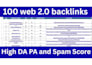 provide 100 web 2 0 backlinks to high da premium websites with low spam score